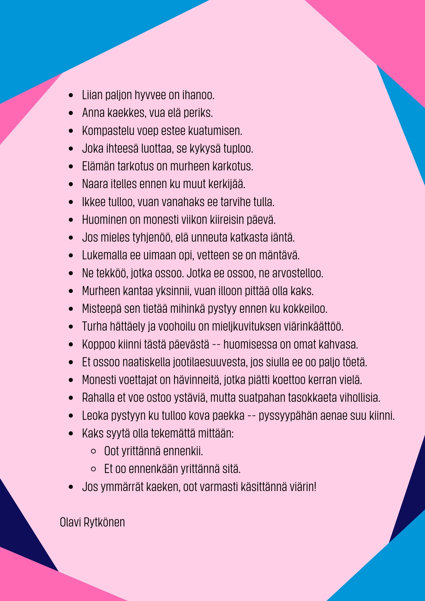 Savolaisia elämänohjeita